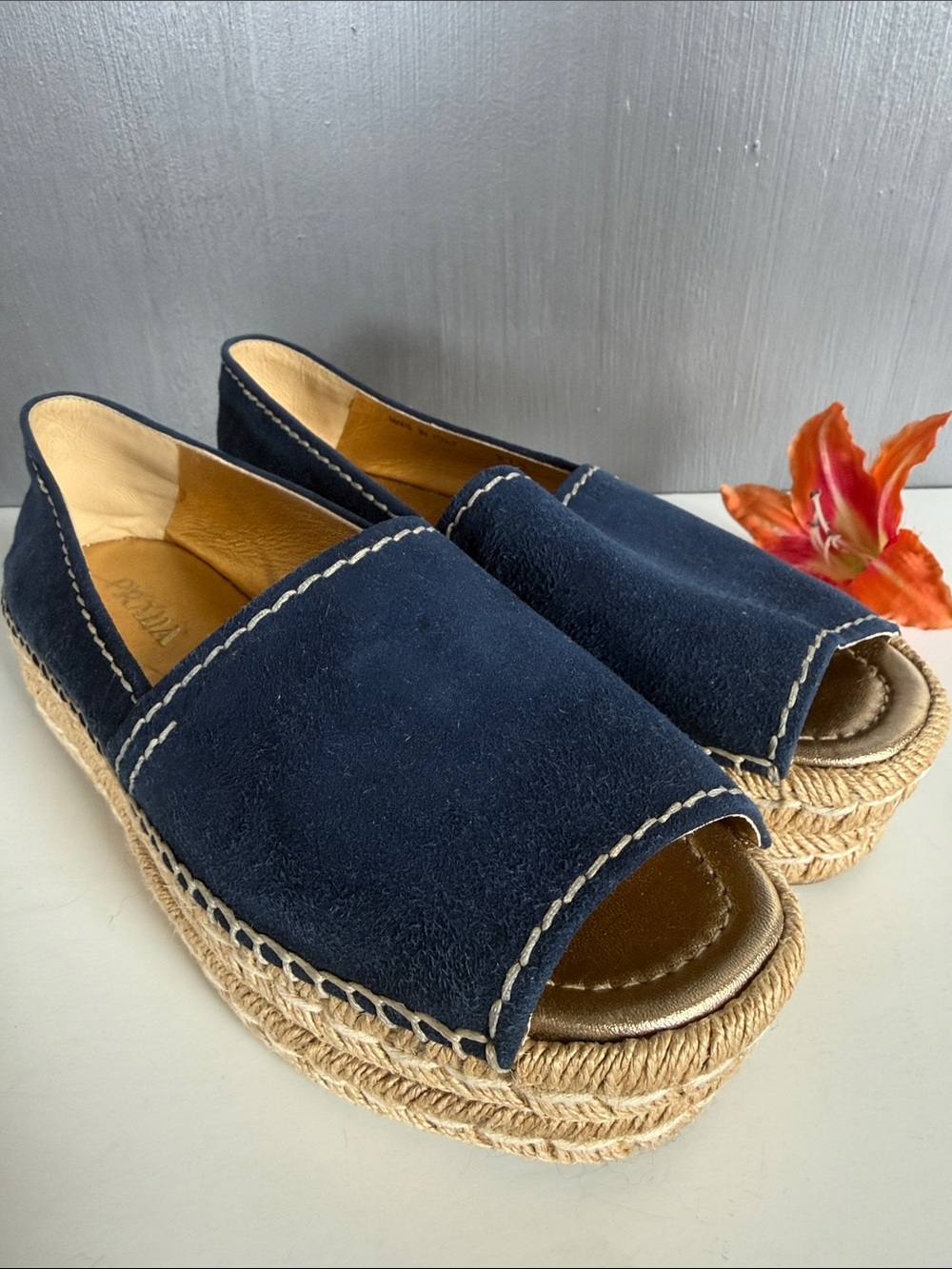 PRADA platform peep toe Espadrilles  - NWOT